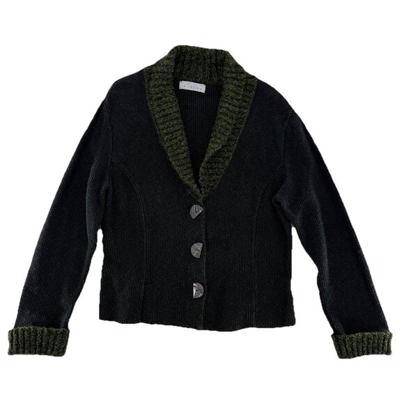 Willow‎ Anthropologie Black Knit Cardigan Sweater Jacket Lagenlook Boho See Pics - Picture 1 of 9